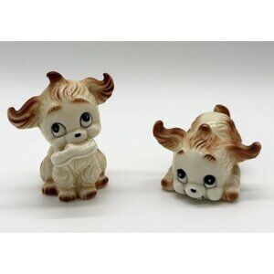 Adorable Set of 2 BRINNS Puppy Dogs Bone China Holding Shoe Laying Down kitchy